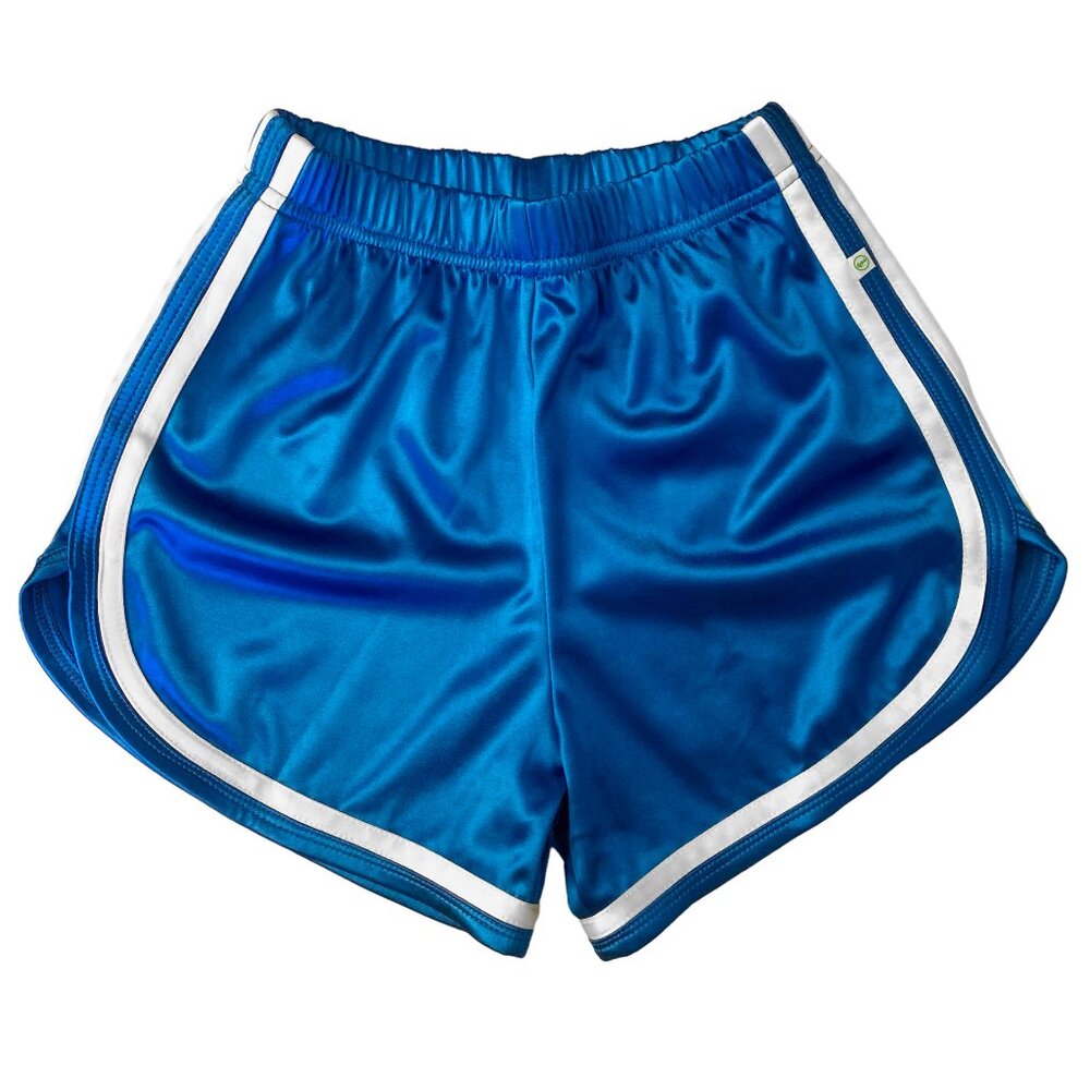 Womens Retro Style Gym Shorts Activewear High Waisted Blue